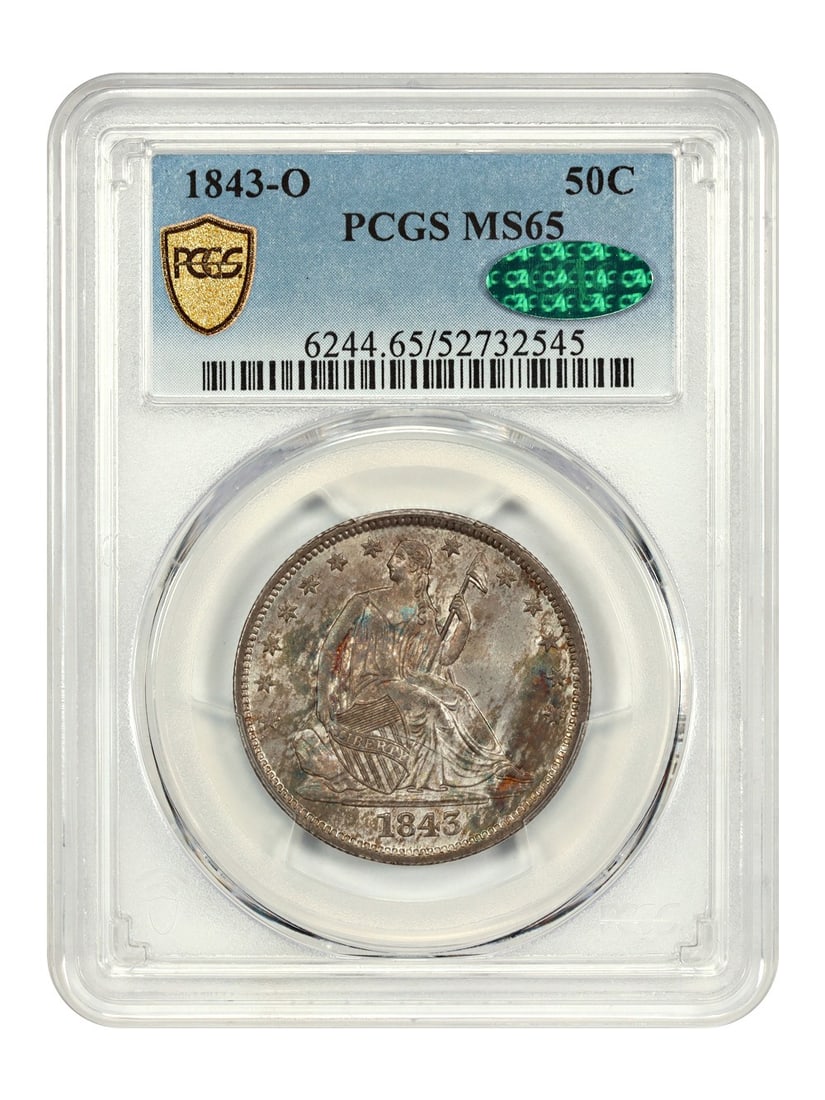PCGS CAC MS65 1843-O Liberty Seated Half Dollar Uncirculated 50C Coin (1 of 4)