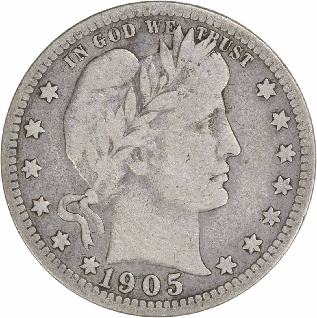 1905-S Barber Silver Quarter 25C VG Uncertified Coin: 1905-S Barber Silver Quarter 25C VG Uncertified Coin This 1905-S Barber Silver Quarter is a classic piece of American numismatic history. Struck at the San Francisco mint, this coin features the iconi