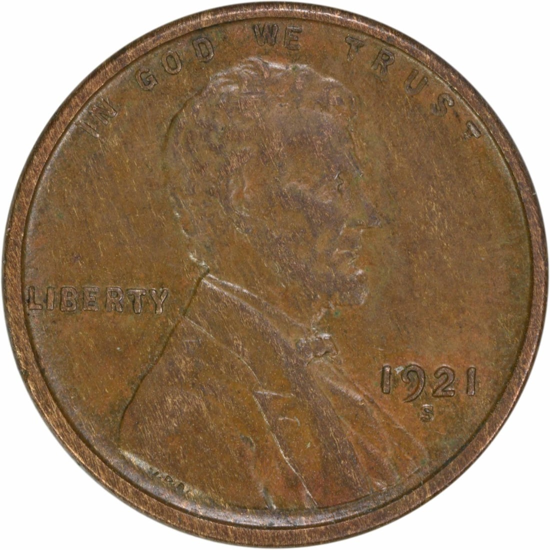 1921-S Lincoln Wheat Cent AU Uncertified Copper Coin (1 of 2)