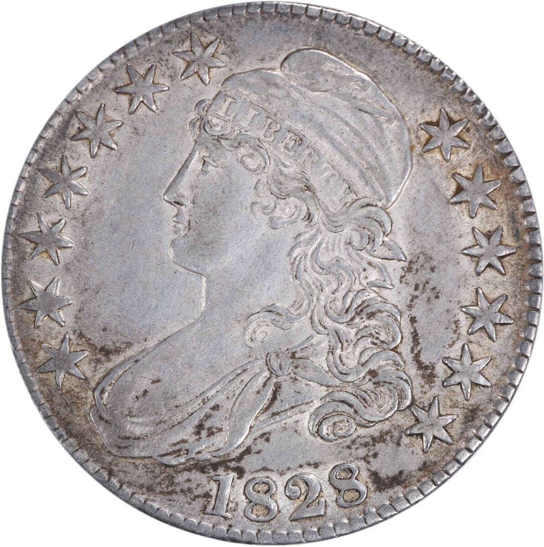 1828 Bust Half Dollar AU John Reich 50C Silver Coin (1 of 2)