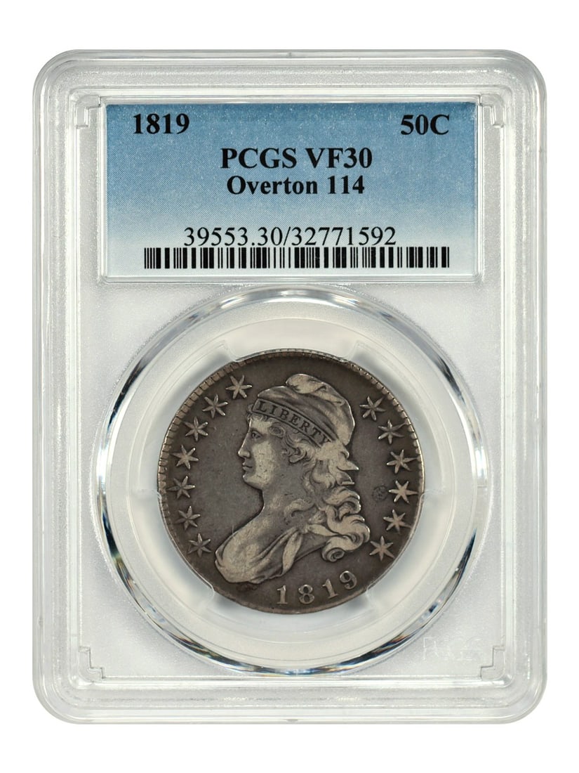 Capped Bust Half Dollar 1819 Overton 114 PCGS VF30 50C Philadelphia (1 of 4)
