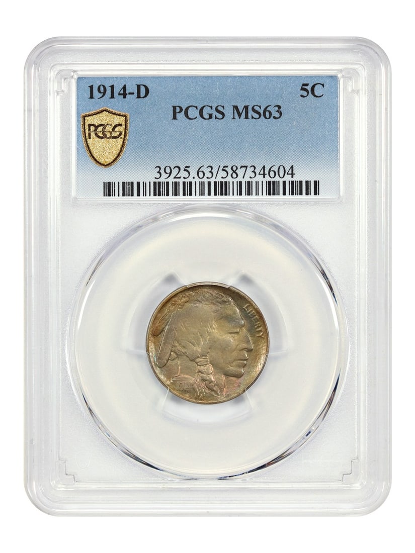 Buffalo Nickel 1914-D Five Cent Coin PCGS MS63 Certified (1 of 4)