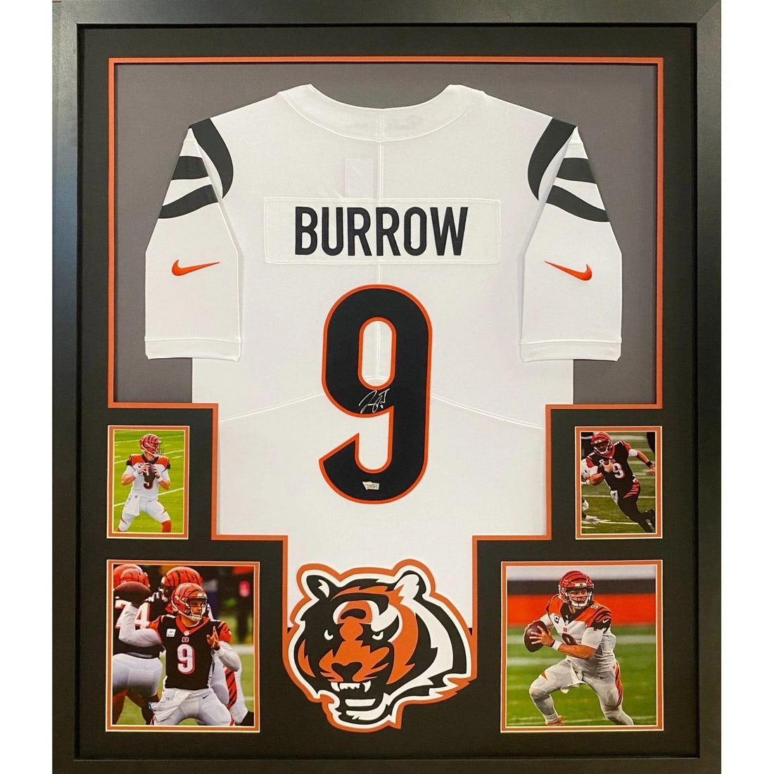 Joe Burrow Autographed Framed Jersey Cincinnati Bengals Fanatics Authentic: Joe Burrow Autographed Framed Jersey Cincinnati Bengals Fanatics Authentic Celebrate your love for the Cincinnati Bengals with this stunning autographed Joe Burrow framed jersey. Authenticated by Fana