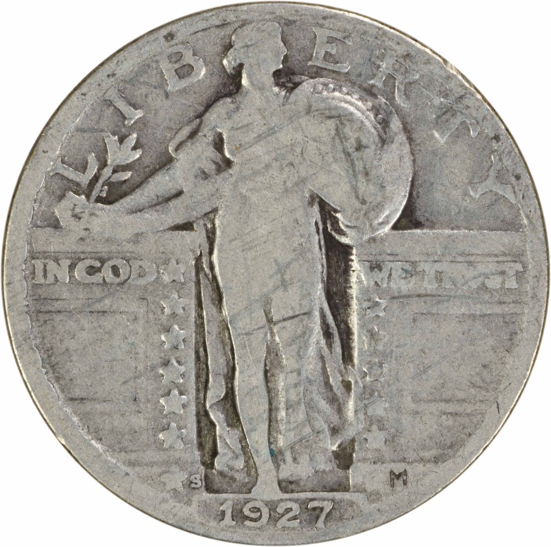 1927-S Standing Liberty Quarter 90% Silver Uncertified: 1927-S Standing Liberty Quarter 90% Silver Uncertified This 1927-S Standing Liberty Silver Quarter is a historically significant coin from the United States, featuring the iconic design by Hermon A. M