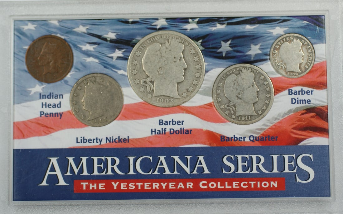Three Coin Silver Set Barber Half Quarter Dime Americana Yesteryear Collection (1 of 2)