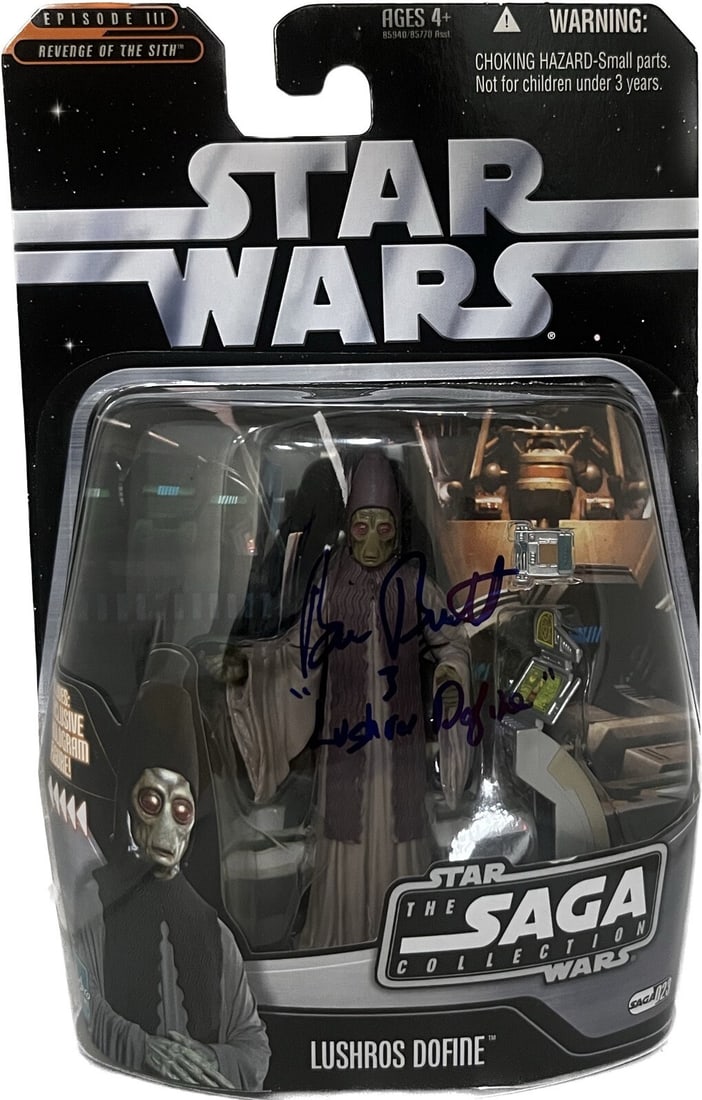 Lushros Dofine Saga Collection Action Figure Signed by Ben Burtt Beckett Authenticated: Lushros Dofine Saga Collection Action Figure Signed by Ben Burtt Beckett Authenticated This is a pre-owned Hasbro Star Wars 2004 Saga Collection action figure of Lushros Dofine, signed in blue fiber t