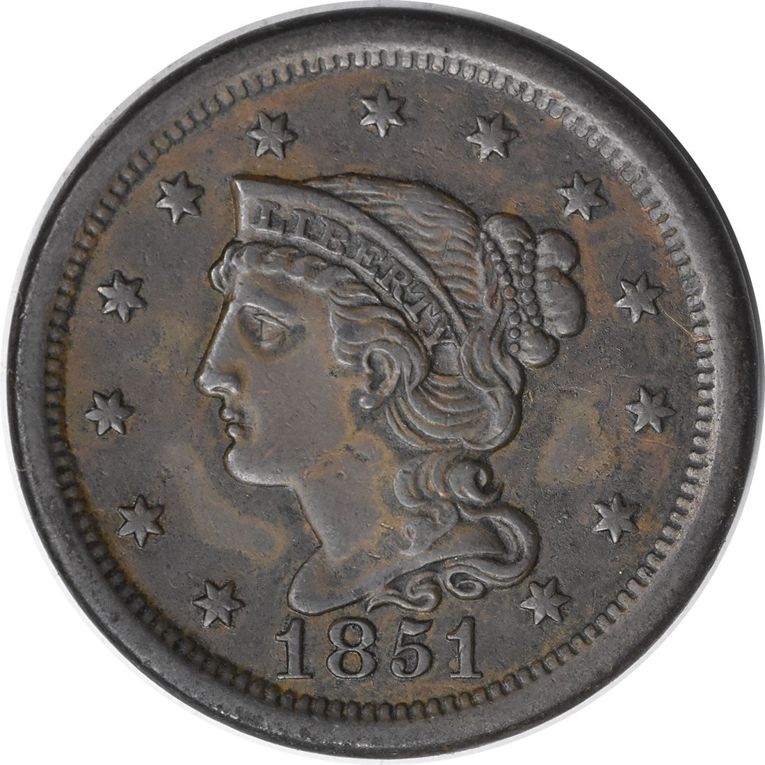 1851 Braided Hair Large Cent Copper EF Uncertified (1 of 2)
