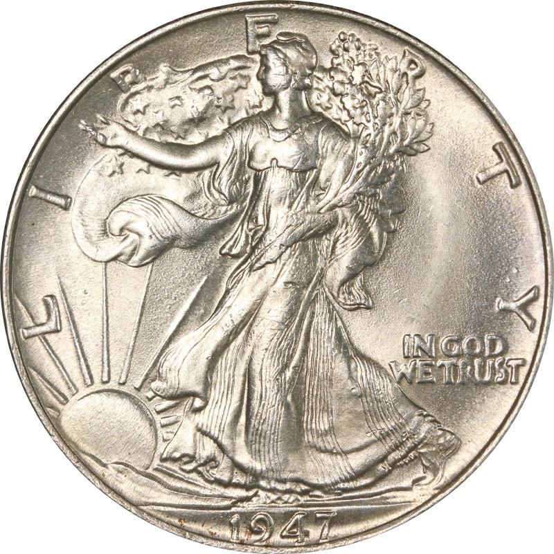 1947 Philadelphia Mint Silver Half Dollar Walking Liberty Coin (1 of 2)