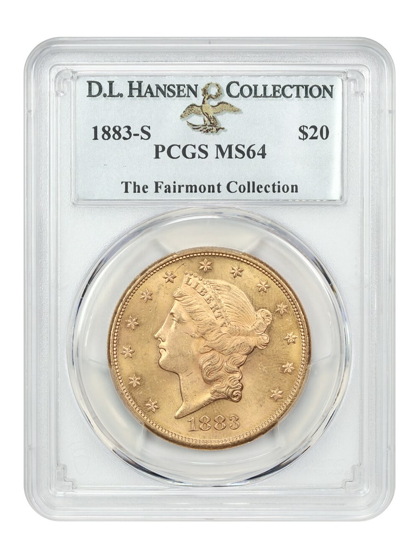 1883-S $20 Liberty Head Gold Coin PCGS MS64 Rare Uncirculated: 1883-S $20 Liberty Head Gold Coin PCGS MS64 Rare Uncirculated This 1883-S $20 Liberty Head gold coin is graded MS64 by PCGS, showcasing its uncirculated condition. Produced at the San Francisco Mint,