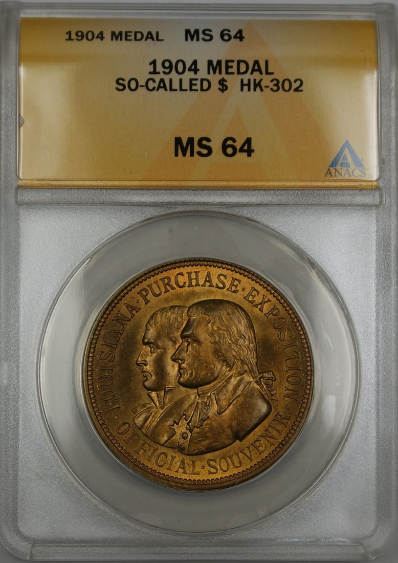ANACS MS-64 HK-302 1904 United States So Called Dollar Medal (1 of 2)