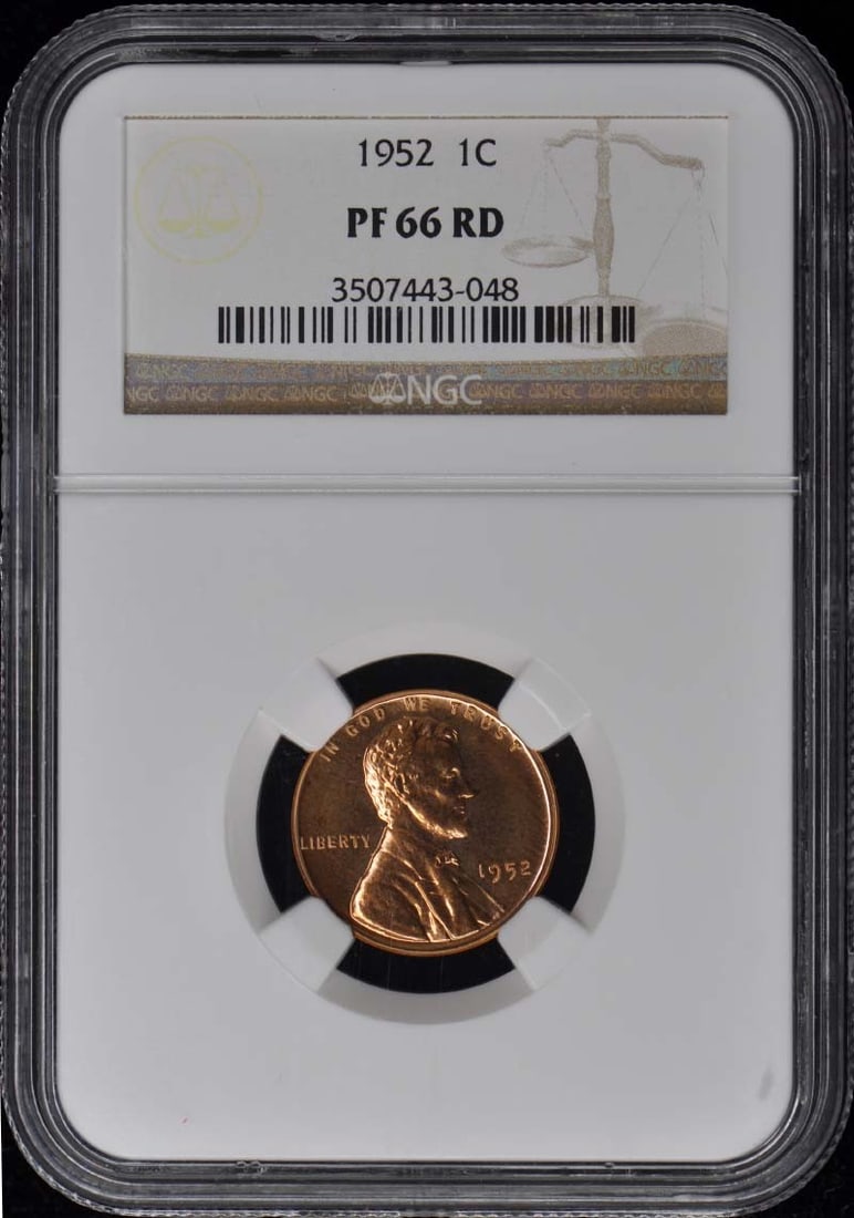 1952 NGC PR66RD Wheat Reverse Lincoln Cent Proof: 1952 NGC PR66RD Wheat Reverse Lincoln Cent Proof This 1952 Wheat Reverse Lincoln Cent is a stunning example of numismatic excellence, graded PR66RD by NGC. As a proof strike, this uncirculated coin sh