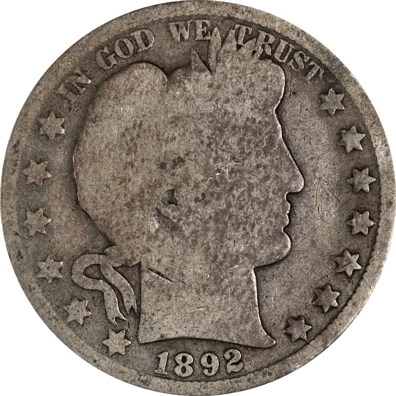 1892 Philadelphia Mint Silver Barber Half Dollar Coin (1 of 2)