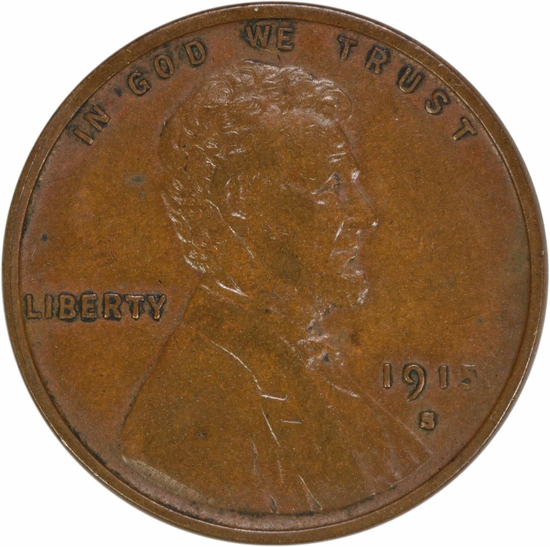 1915-S Lincoln Wheat Cent EF Uncertified Copper Coin (1 of 2)