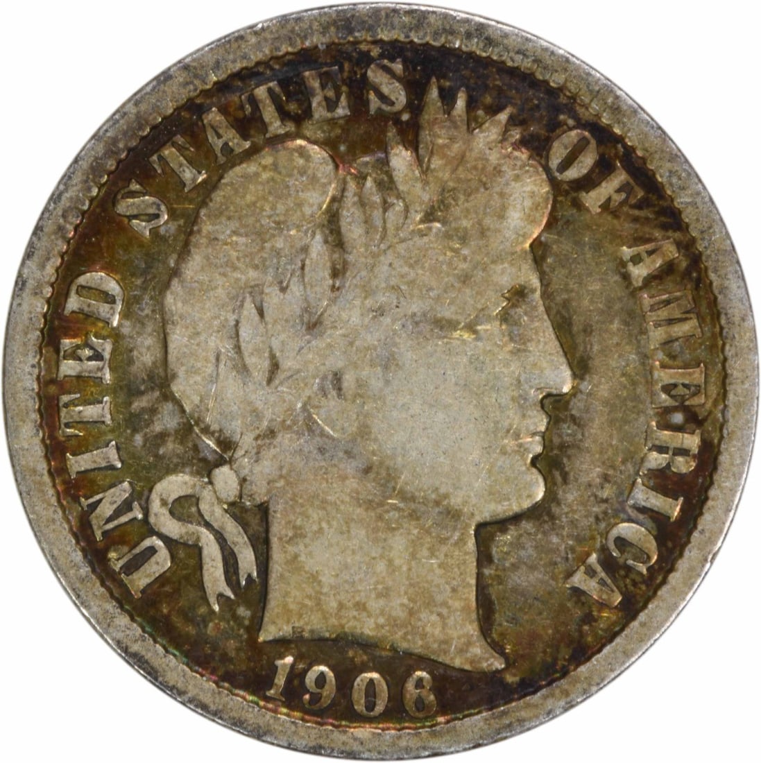 1906-O Barber Dime 90% Silver Uncertified Coin: 1906-O Barber Dime 90% Silver Uncertified Coin This 1906-O Barber Silver Dime showcases a vintage design by Charles E. Barber, representing a significant piece of American coinage. Struck in New Orlea