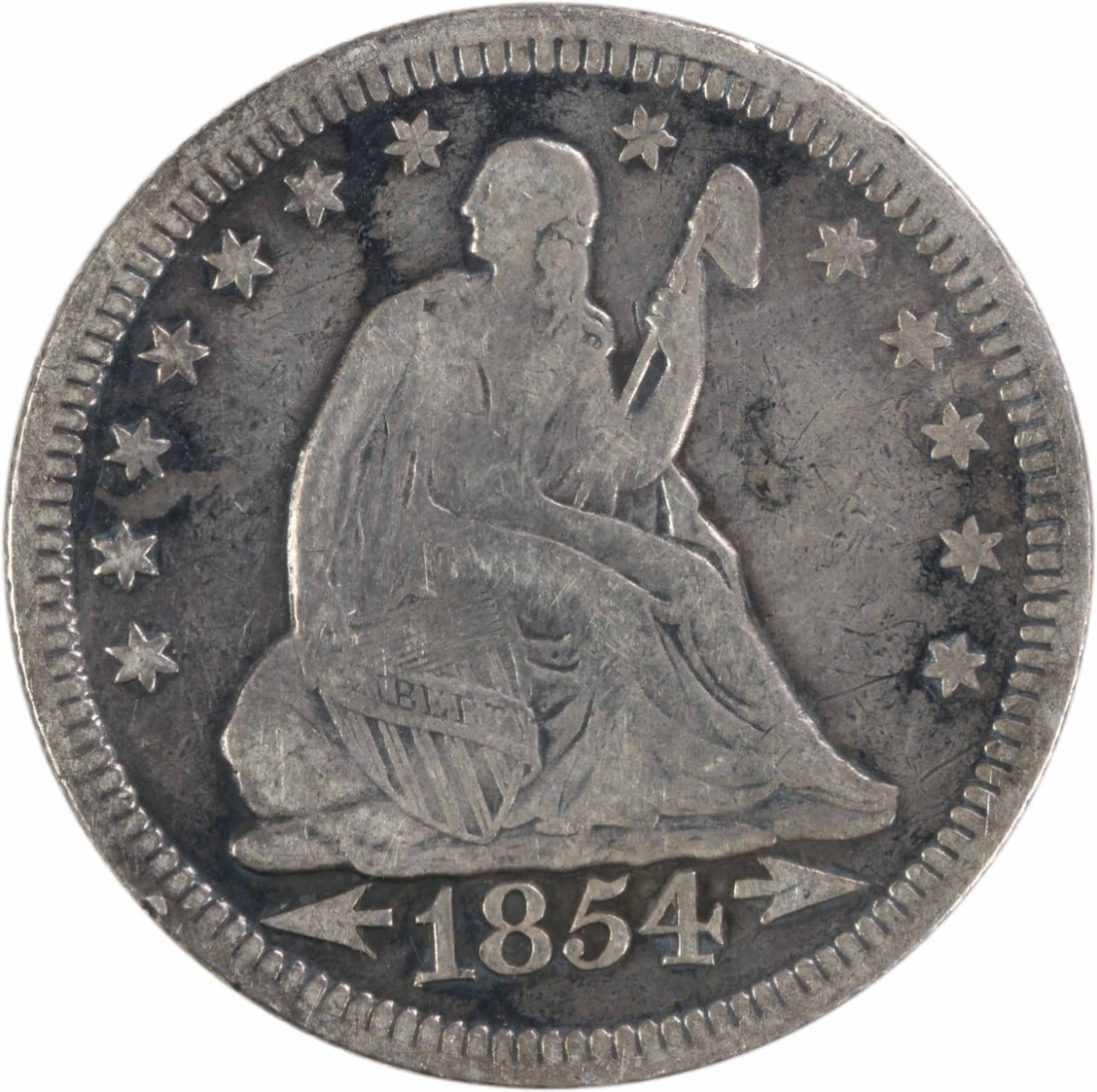 1854 Seated Liberty 25C Silver Coin with Arrows VF Uncertified (1 of 2)