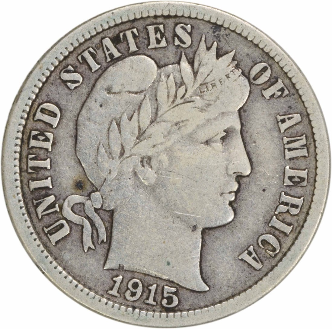 1915-S Barber Silver Dime Uncertified 10C 90% Silver: 1915-S Barber Silver Dime Uncertified 10C 90% Silver This 1915-S Barber Silver Dime is a classic piece of American numismatics. Featuring the iconic design by Charles E. Barber, this coin is a testame