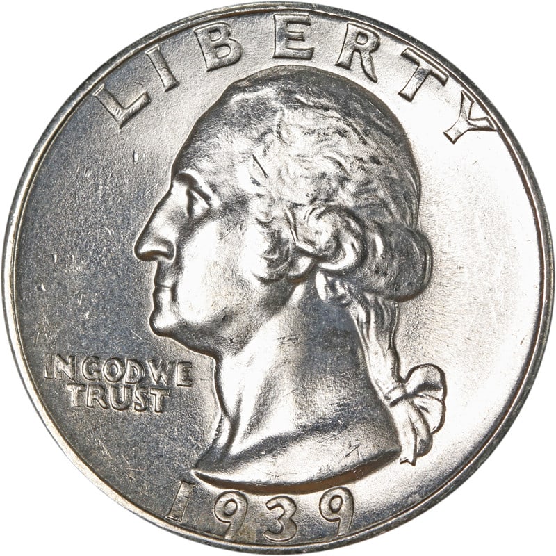 Denver Mint 1939 Silver Washington Quarter Coin Circulated (1 of 2)