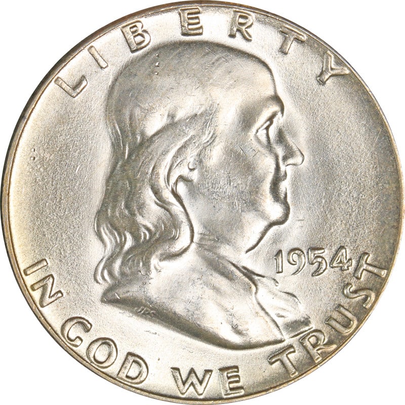 1954 Philadelphia Silver Franklin Half Dollar Coin United States (1 of 2)