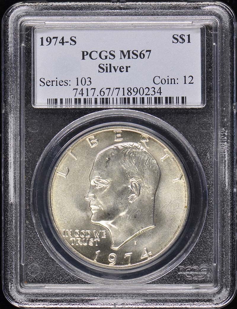 1974-S Ike Dollar Silver PCGS MS67 Uncirculated Coin (1 of 2)