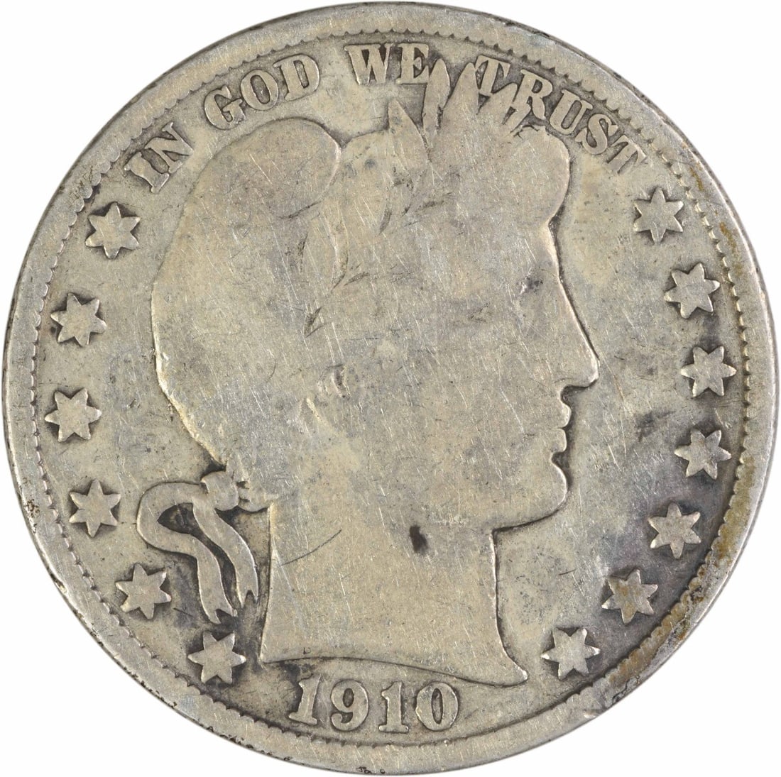 1910 Philadelphia Barber Half Dollar 90 Percent Silver VG Grade Uncertified (1 of 2)