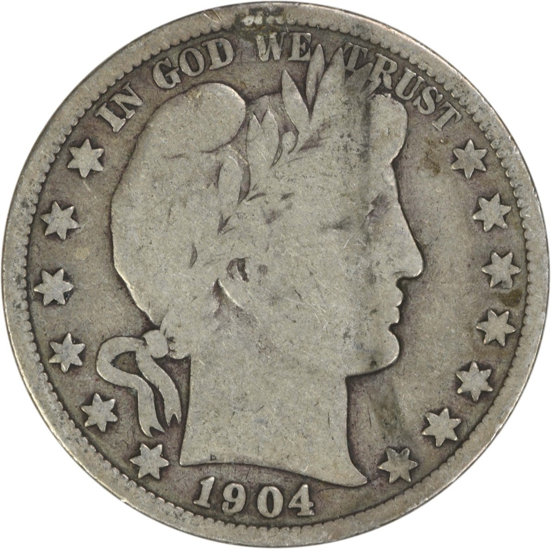 1904 New Orleans Mint Barber Half Dollar 90 Percent Silver VG Grade Uncertified (1 of 2)