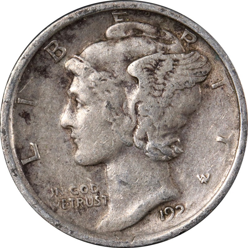 Silver 1925 Denver Mint Mercury Dime United States Coin: Silver 1925 Denver Mint Mercury Dime United States Coin This 1925-D Mercury Dime is a circulated coin minted in Denver. Made of silver, it originates from the United States and dates back to 1925. The