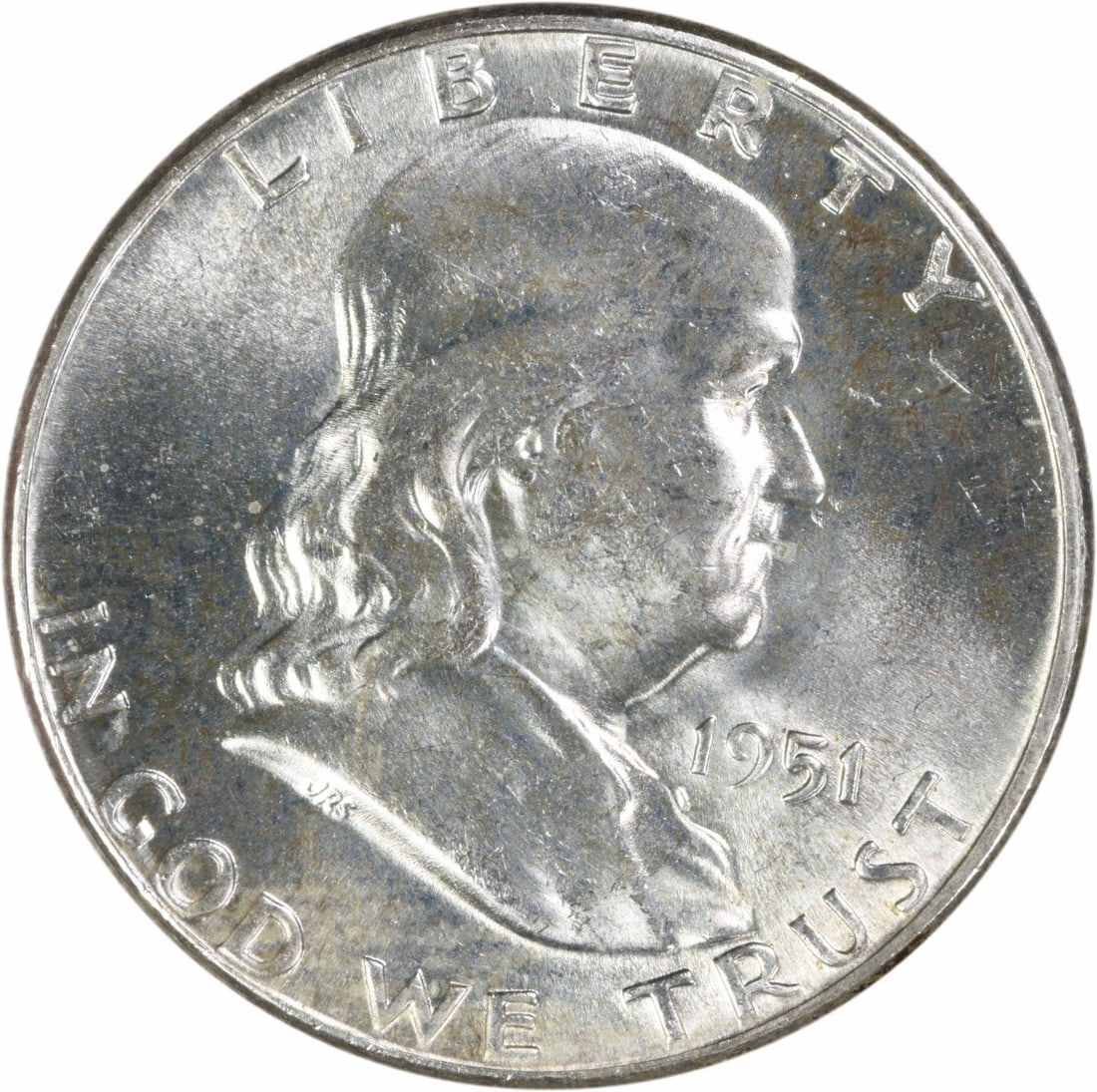 Uncirculated 1951 Franklin 50C Silver Coin Choice BU Uncertified: Uncirculated 1951 Franklin 50C Silver Coin Choice BU Uncertified This 1951 Franklin Half Dollar is composed of silver and is in uncirculated condition, graded as Choice Brilliant Uncirculated (BU). Th