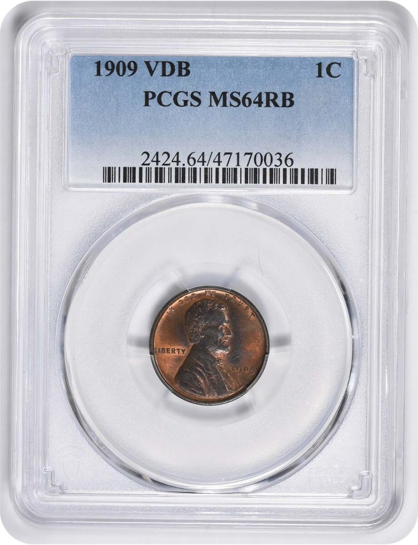 PCGS MS64RB 1909 VDB Lincoln Wheat Cent Copper Coin (1 of 2)