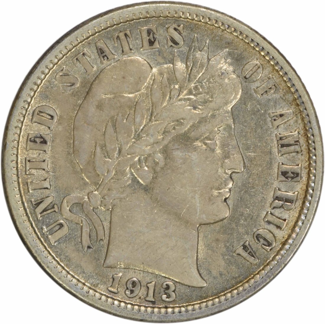 1913 Barber Silver Dime 90% Silver AU Uncertified Philadelphia Mint: 1913 Barber Silver Dime 90% Silver AU Uncertified Philadelphia Mint This 1913 Barber Silver Dime is a beautifully circulated coin featuring the iconic design by Charles E. Barber. With a grade of AU (