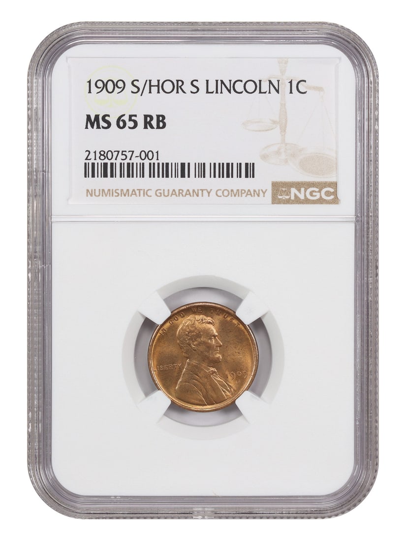 NGC MS65RB 1909-S Lincoln Wheat Cent With Horizontal S Variety (1 of 4)