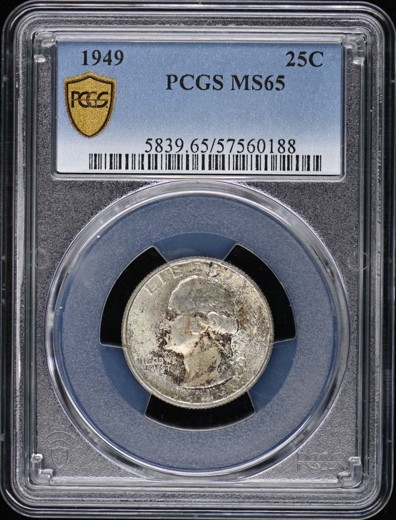 1949 Washington Quarter PCGS MS65 Uncirculated Philadelphia Mint: 1949 Washington Quarter PCGS MS65 Uncirculated Philadelphia Mint This 1949 Washington Quarter is certified by PCGS with a grade of MS65, indicating it is in uncirculated condition. Minted in Philadelp