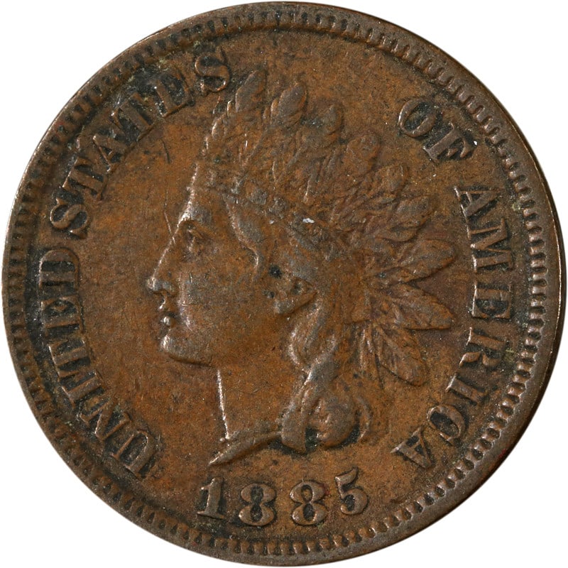 Copper Indian Head Cent 1885 United States Circulated Coin: Copper Indian Head Cent 1885 United States Circulated Coin This is an 1885 Indian Cent from the United States. The coin is composed of copper and has been circulated. It is uncertified and is in pre-o