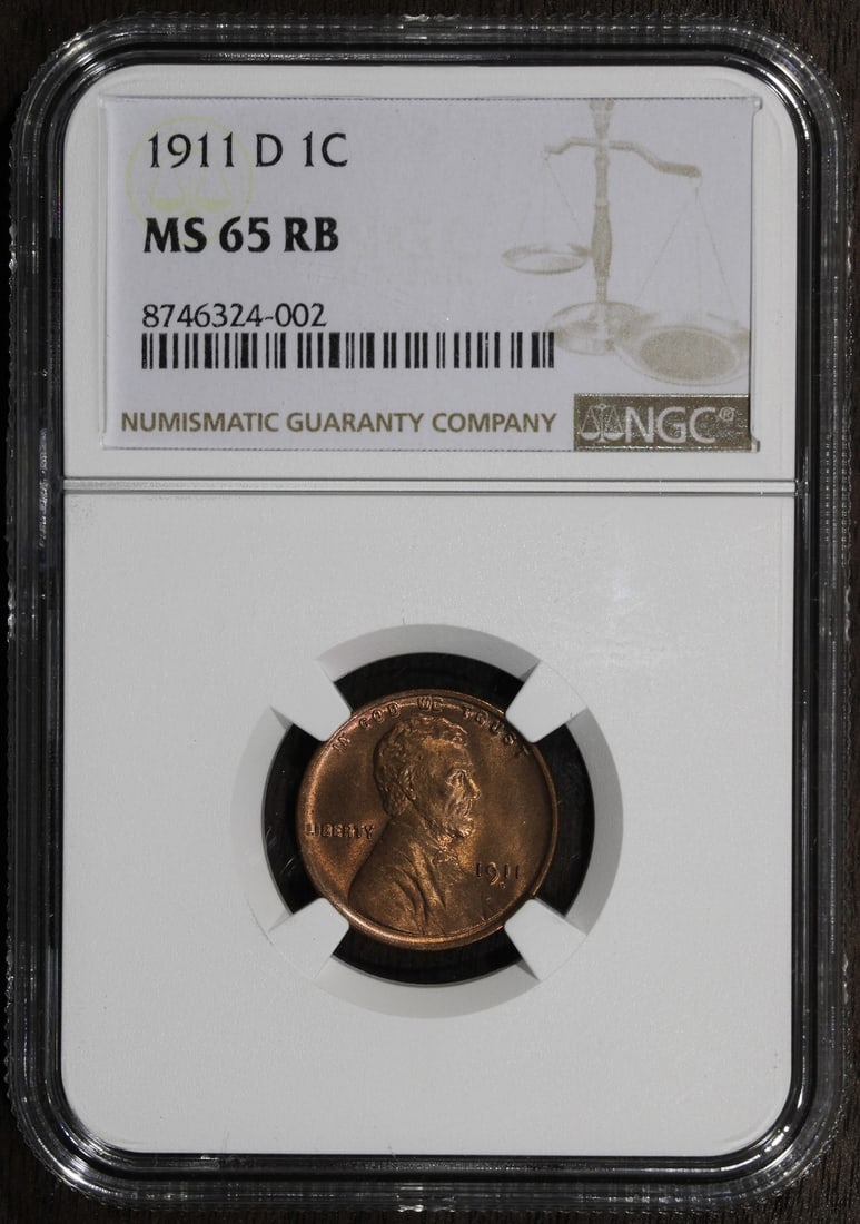 1911-D Lincoln Wheat Cent MS65 RB NGC Certified Uncirculated Coin (1 of 4)