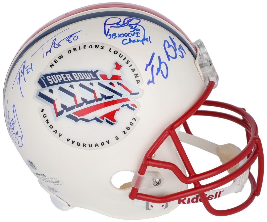 2002 New England Patriots Signed Helmet Tom Brady Super Bowl Beckett COA (1 of 9)
