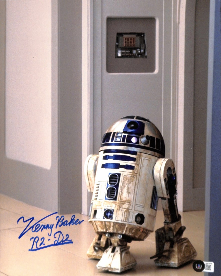 11x14 Photo Signed by Kenny Baker as R2-D2 Star Wars Beckett Authenticated: 11x14 Photo Signed by Kenny Baker as R2-D2 Star Wars Beckett Authenticated This 11x14 photograph from Star Wars: The Empire Strikes Back features an autograph by Kenny Baker, who portrayed R2-D2. Sign