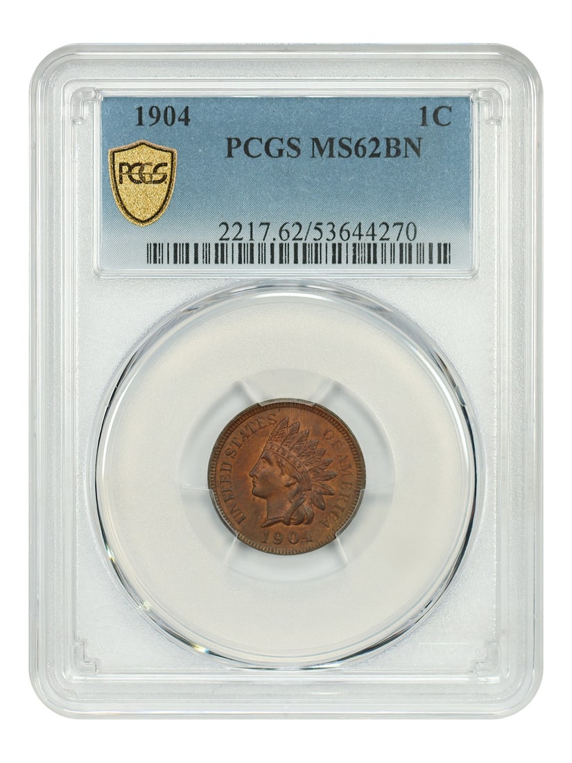 PCGS MS62BN 1904 Indian Head One Cent Uncirculated Coin (1 of 4)