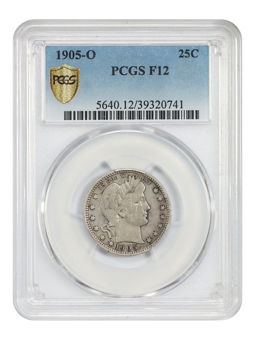 PCGS Graded 1905-O Barber Quarter Fine 12 New Orleans Mint Key Date (1 of 4)