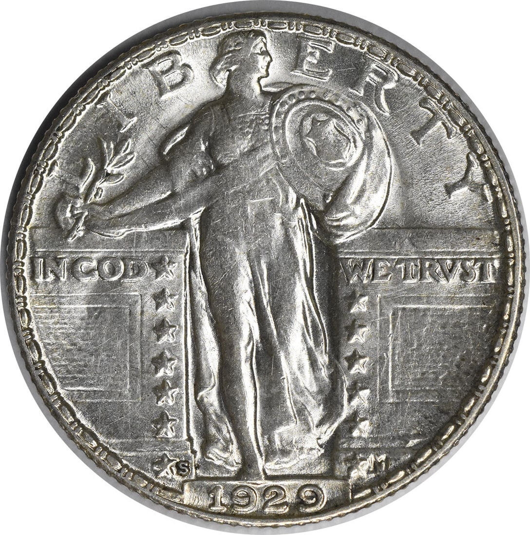 Uncertified 1929 S Over S Standing Liberty Silver Quarter BU++ (1 of 2)