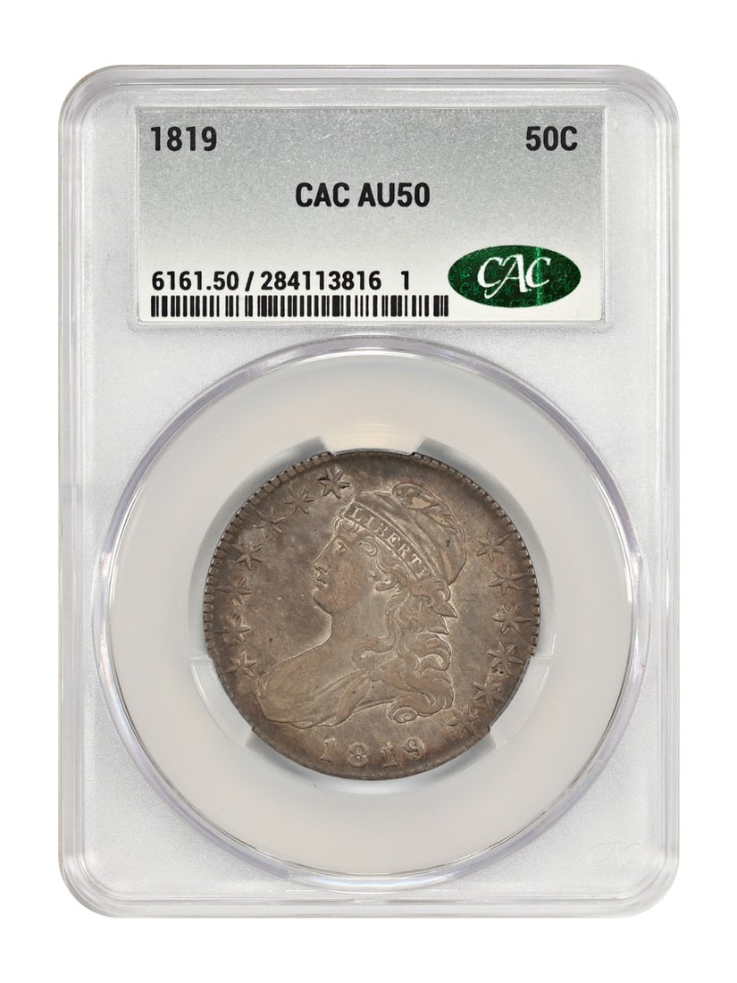 1819 Capped Bust Half Dollar CACG AU50 Certified 50C Coin (1 of 4)
