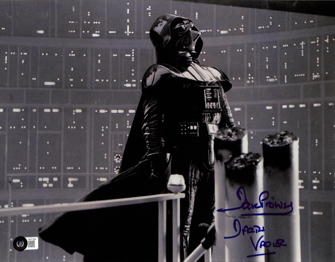 11x14 Star Wars Photo Signed by David Prowse as Darth Vader Beckett Authenticated: 11x14 Star Wars Photo Signed by David Prowse as Darth Vader Beckett Authenticated This is an 11x14 color metallic photograph from Star Wars: The Empire Strikes Back, signed by David Prowse, who portra