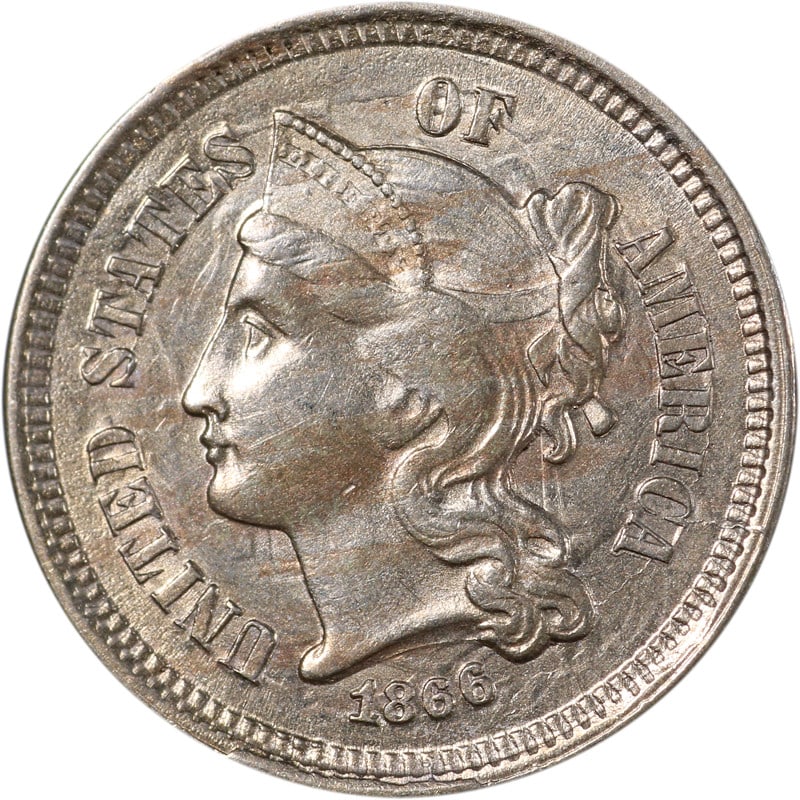 1866 United States Nickel Three Cent Piece Circulated Example (1 of 2)