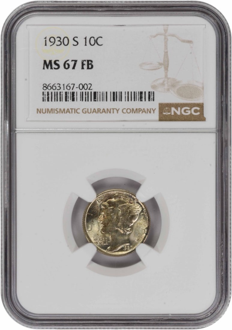 1930 San Francisco Mercury Dime MS67FB NGC Graded Silver 10C Coin (1 of 4)