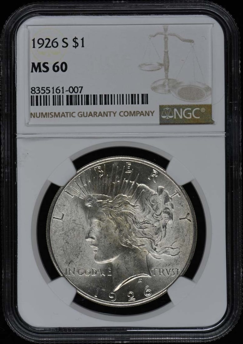 1926-S Silver Peace Dollar NGC MS60 Uncirculated (1 of 2)