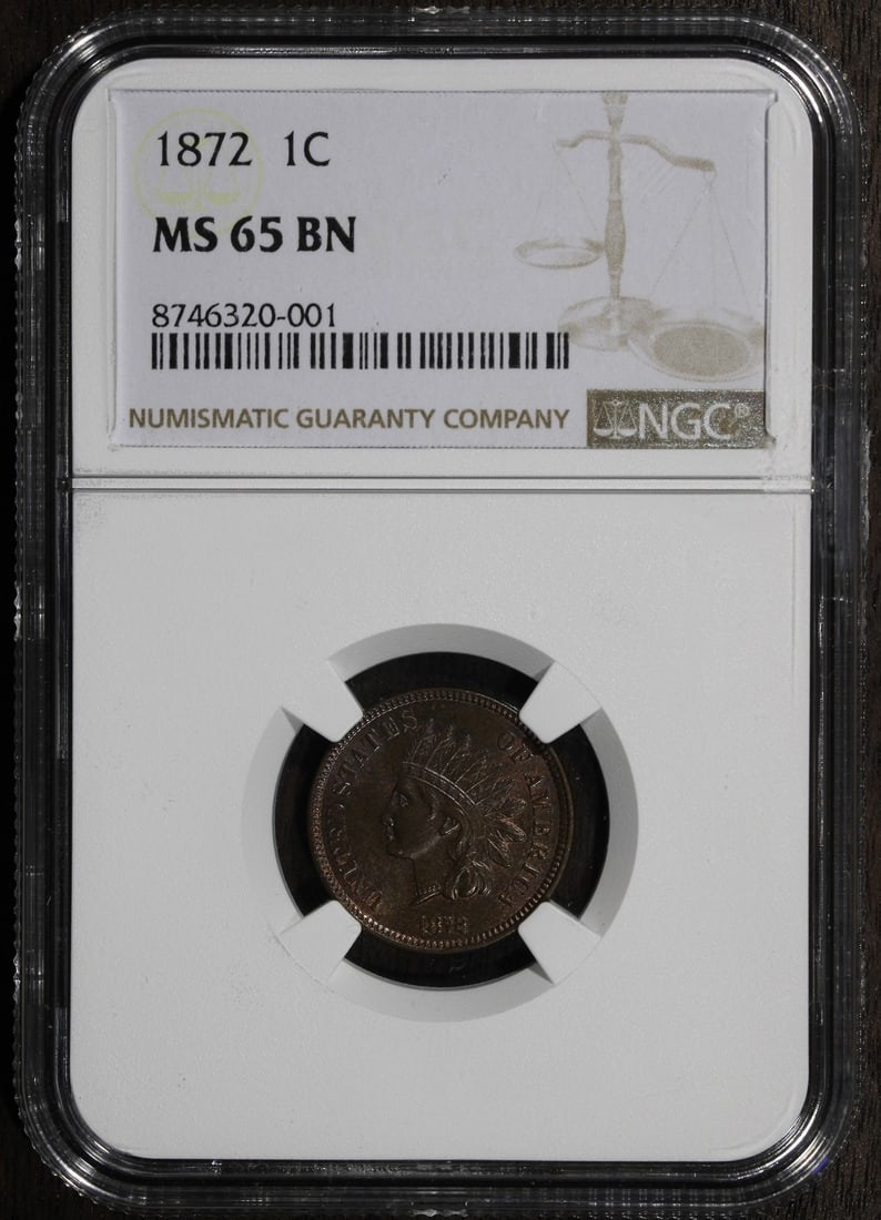 NGC MS65 BN 1872 Indian Head Small Cent Key Date Gem (1 of 4)