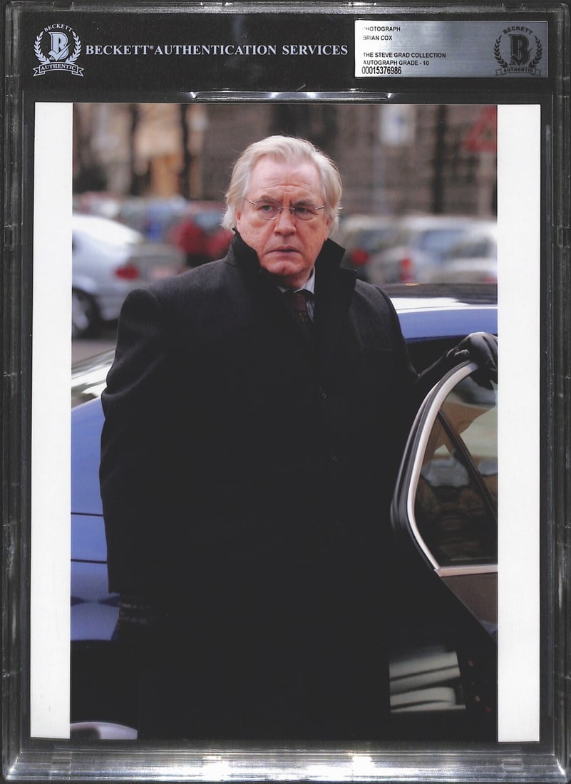 Brian Cox Signed 8x10 Photo from The Bourne Identity Beckett 10: Brian Cox Signed 8x10 Photo from The Bourne Identity Beckett 10 This is a signed 8x10 photograph of actor Brian Cox from the film "The Bourne Identity." The autograph is rendered in black permanent ma