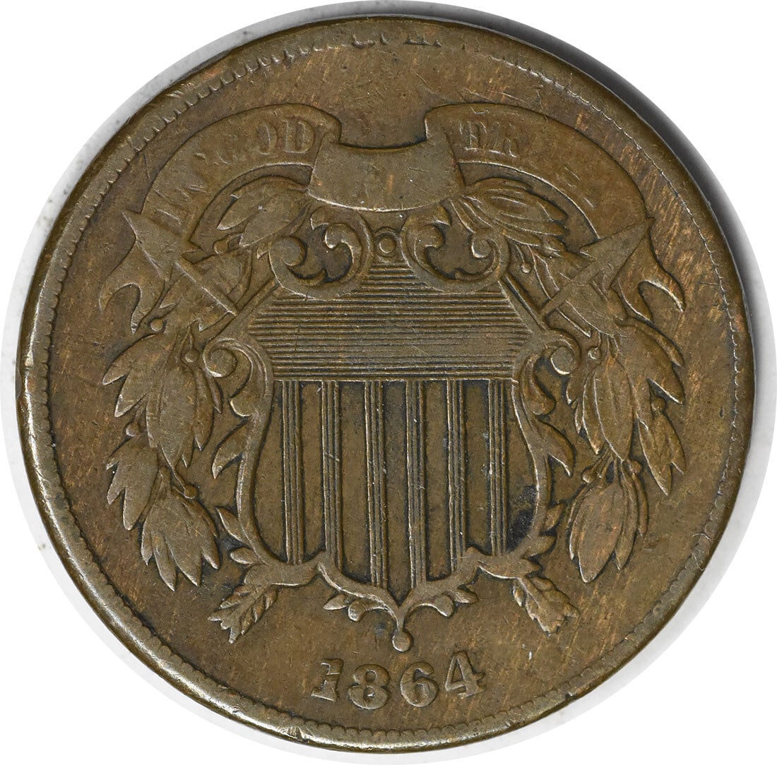 1864 Two Cent Piece Bronze Die Clash Uncertified Coin (1 of 2)