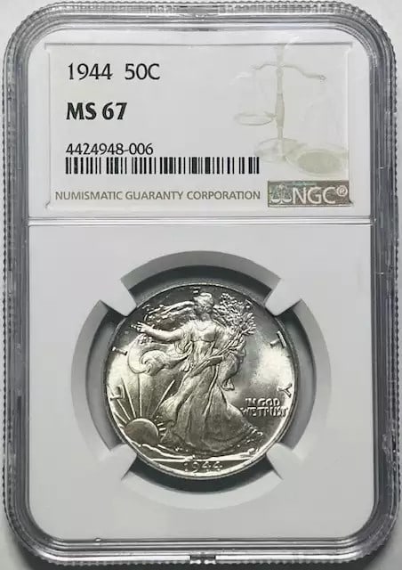 NGC MS 67 Silver 1944 Walking Liberty Half Dollar Coin USA (1 of 2)