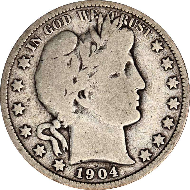 1904 Silver Barber Half Dollar New Orleans Mint O Mark (1 of 2)