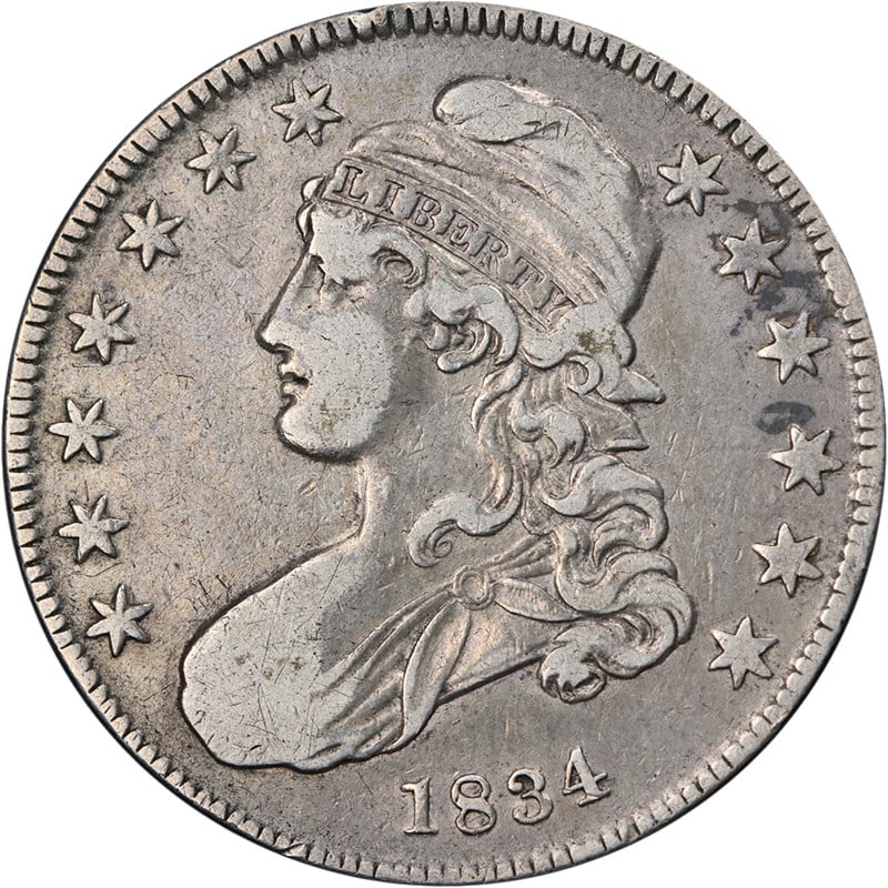 1834 Small Date Small Letters Capped Bust Half Dollar Silver Coin VF/XF (1 of 2)