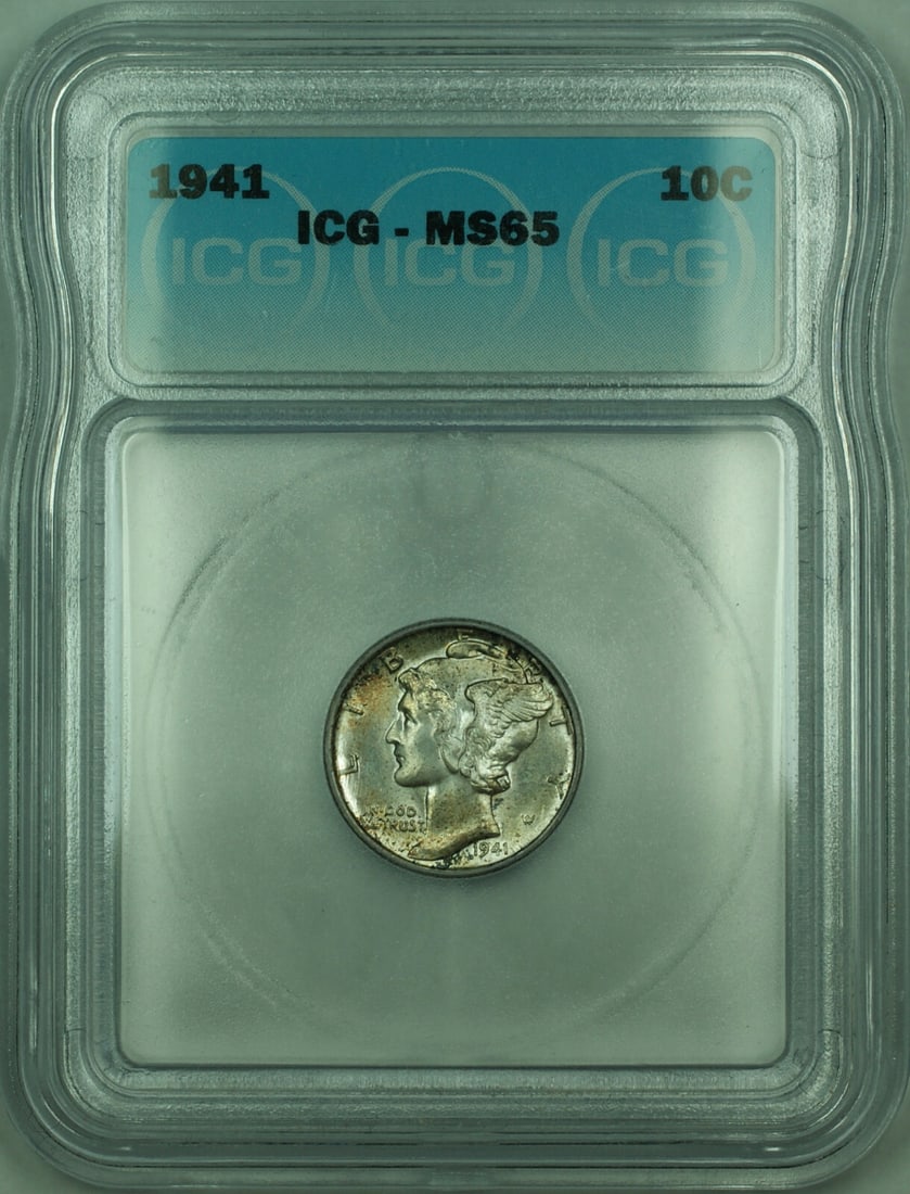 1941 Silver 10 Cent Dime ICG MS-65 with Attractive Toning (1 of 2)